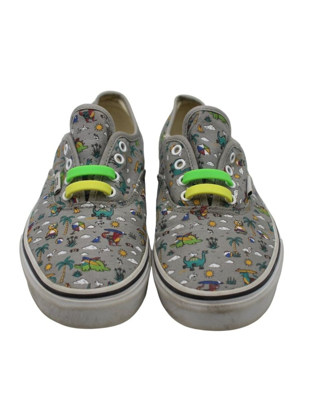 Vans Classics Authentic Gray Sneakers Kids Teen Dinosaurs Surf Beach Size 6